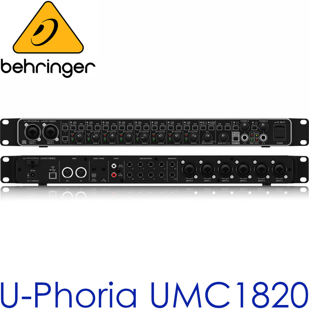 UMC1820 / UMC-1820 / 베링거 / UMC 1820 /  오디오 인터페이스 / 미디 인터페이스 / 정품 / S/PDIF / ADAT S/MUX 포맷 96kHz 지원 / ADA8200과 조합이 가능