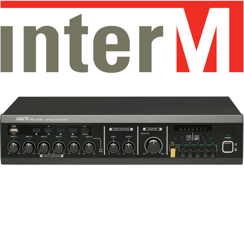 인터엠 PA-206 / PA206 / PA 믹싱앰프/ 60W / USB 음원 입력 / 인터엠 PA앰프 / 포터블 앰프 /  Inter-m / PA 206