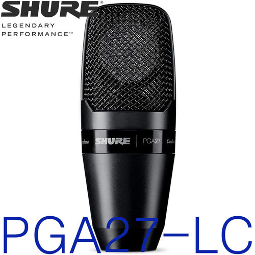 Shure PGA27-LC / PGA-27-LC / 슈어 / 단일지향 콘덴서 스튜디오 레코딩 마이크 / 유투브방송 홈레코딩 미디 마스터링 인방 / PGA27-LC / PGA27 LC