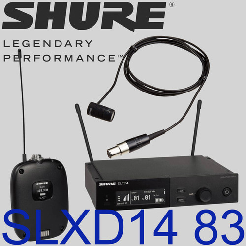 슈어 SLXD14/83 / SLX-D14-83 / SHURE 무선핀 마이크 세트 / 무선 핀마이크 / SLX D14 83 / 디지털 무선 핀마이크 / 핀 마이크와 송수신기 SET / SLXD14 WL183 / 강의 설교 스피치