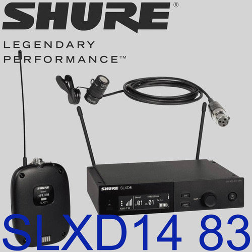 슈어 SLXD14/83 / SLX-D14-83 / SHURE 무선핀 마이크 세트 / 무선 핀마이크 / SLX D14 83 / 디지털 무선 핀마이크 / 핀 마이크와 송수신기 SET / SLXD14 WL183 / 강의 설교 스피치