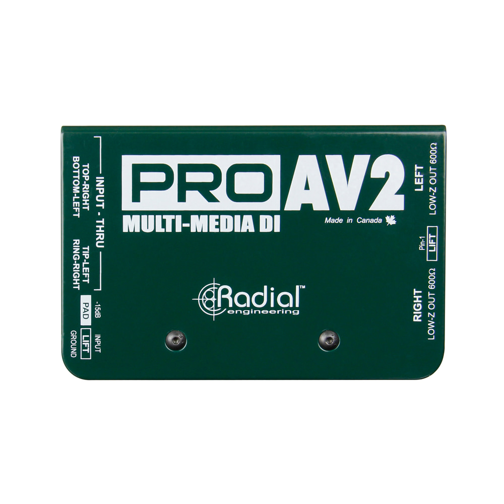 PRO AV2 래디알 멀티미디어 다이렉트 박스 / 스테레오 패시브 멀티미디어 DI박스 / RADIAL PRO-AV2 / PROAV2 / 다이렉트 박스 / 디아이박스 / Passive Direct Box