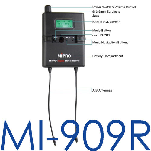 MIPRO MI-909R / MI909R / MI 909R / Digital Stereo Transmitter / 미프로 / 인이어 수신기
