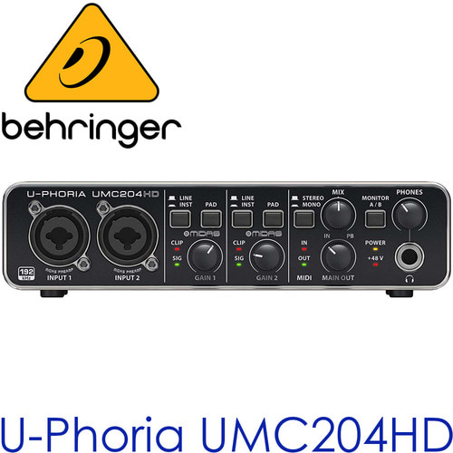 베링거 UMC204HD / UMC-204HD / 오디오인터페이스 / 2x4 24비트/ 192 kHz / USB 오디오 인터페이스 / 미디 인터페이스